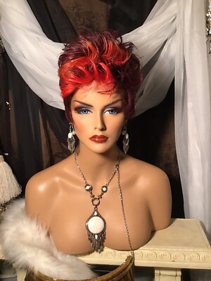 Trendy, Black W/Red Streaks, Pixie, Cute Or Punk Rock, Versatile Halloween Wig!