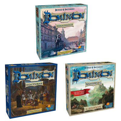 Dominion 3er Set Bundle Spiele Basisspiel 2. Edition + Nocturne + Renaissance