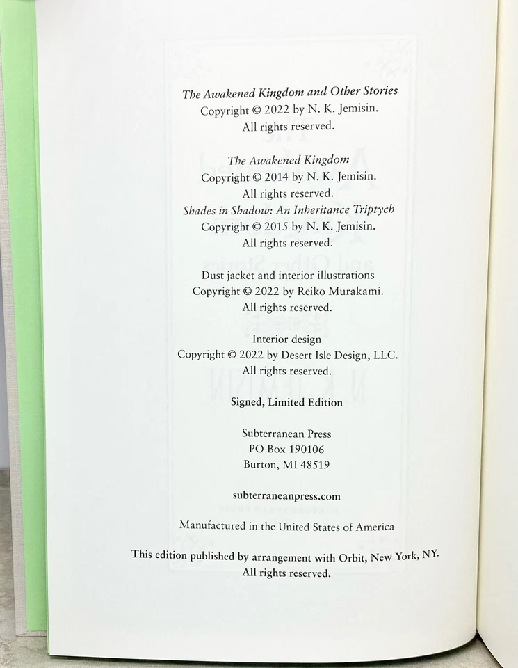 Awakened Kingdom SIGNED by N.K. JEMISIN #2 of 400 Subterranean Limited Edition - Image 4 of 4