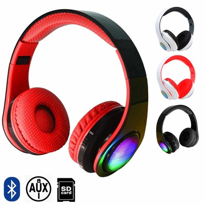 Cuffie Bluetooth Wireless Stereo Senza Filo con Luci LED Radio Slot SD e  Aux | eBay
