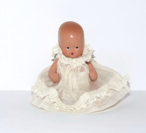 VINTAGE BISQUE NANCY ANN STORYBOOK DOLL Jointed Painted Eyes 3 1/2" INFANT BABY - Picture 1 of 12