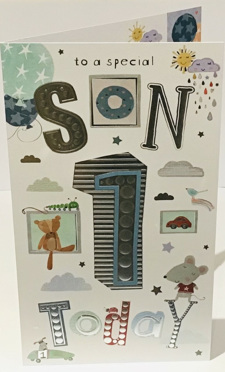 SON Happy 1st Birthday Greeting Card 1 Today Words and Wishes