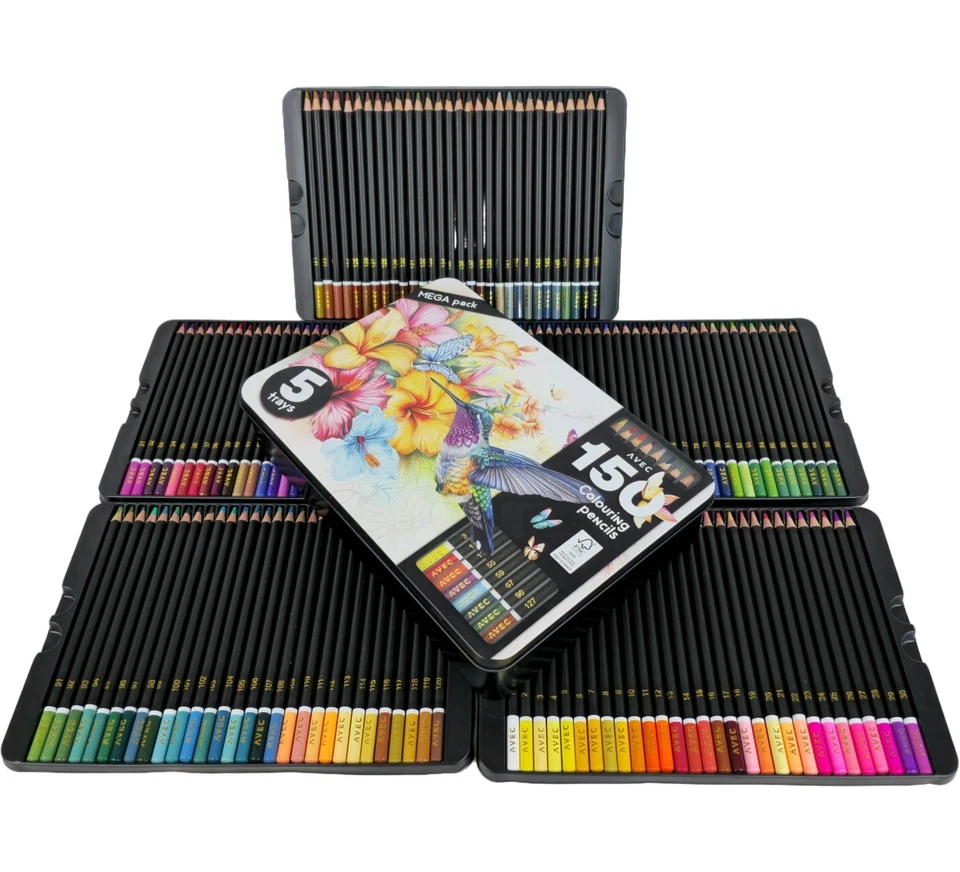 AVEC 150tlg. Buntstifte Set HB – Farbstifte im Metalletui für Kinder & Künstler - Bild 3 von 3