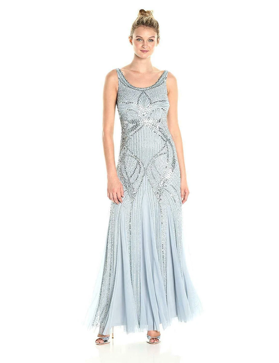 Adrianna papell blue clearance heather beaded gown