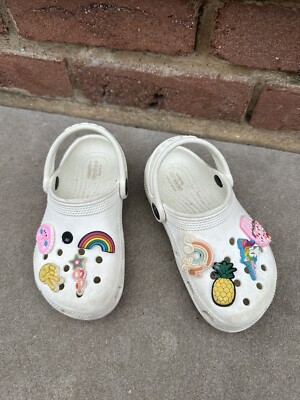 CROCS White Clogs with Colorful Charms Crocs, Jibbitz Charms - 5 Pack ‐ Peltz Shoes main image 4