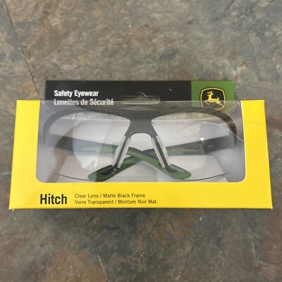 John Deere By Wiley X  Safety Glasses Hitch Clear Lens Eyewear Matte Black Frame