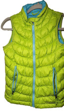 LL Bean Puffer Vest Youth Teen M10-12 Green Blue Down Full Zip Pockets