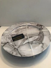 NWT - Tommy Bahama MELAMINE Set of 4 Dinner Plates Marble / Gray
