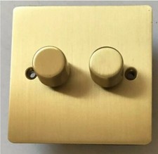 Light Switch Conversion Metal Cover Plate No Wiring Double Flat Brushed Brass