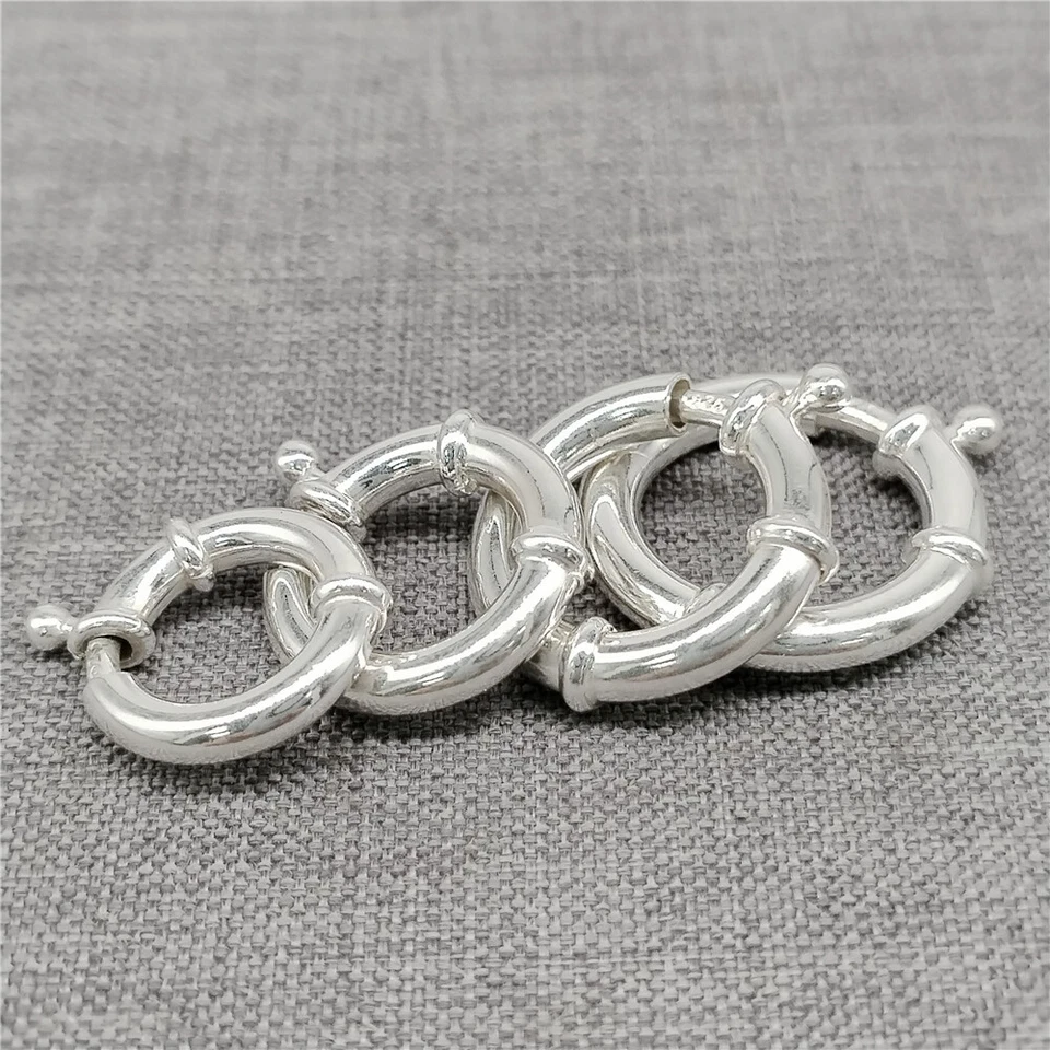 925 Sterling Silver Large Spring Ring Clasp 10mm 12mm 14mm 16mm 18mm 20mm - Image 4 of 4