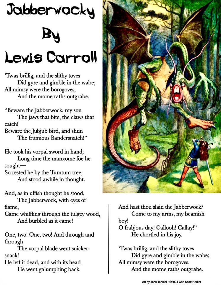 GOODS GALORE Jabberwocky 8.5x11" Photo Print Lewis Carroll Nonsense Poem Poster Famous Poetry