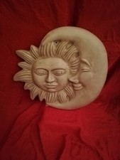 SOLE LUNA DECORAZIONE  DA PARETE ARREDO CASA GIARDINO MARMO RESINA ANTICHIZZATO