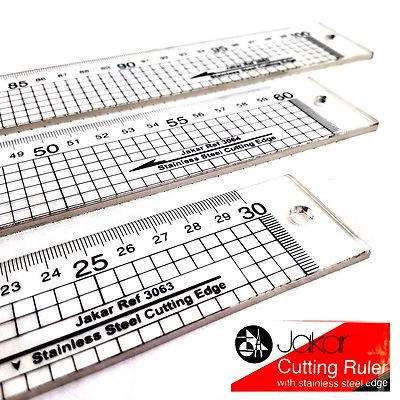 Jakar Clear Acrylic Cutting Ruler Stainless Steel Edge Transparent Rule Gide Cut