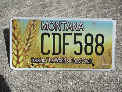 Montana Raising the World's finest Grain license plate   #  CDF 588