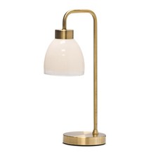 Table Lamp Arch Antique Brass Vintage Industrial with St Tropez Glass Shade