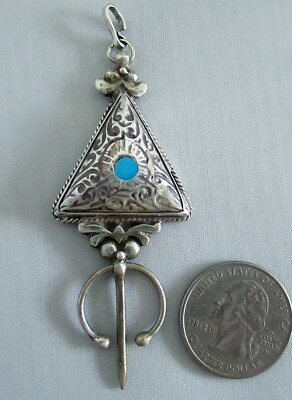 VINTAGE STERLING FIBULA PENDANT 3 1/8 INCHES LONG