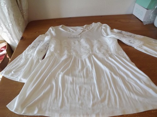 NEW SPENSE white lace TOP size medium RET58 NWT BELL SLEEVES - Picture 9 of 12