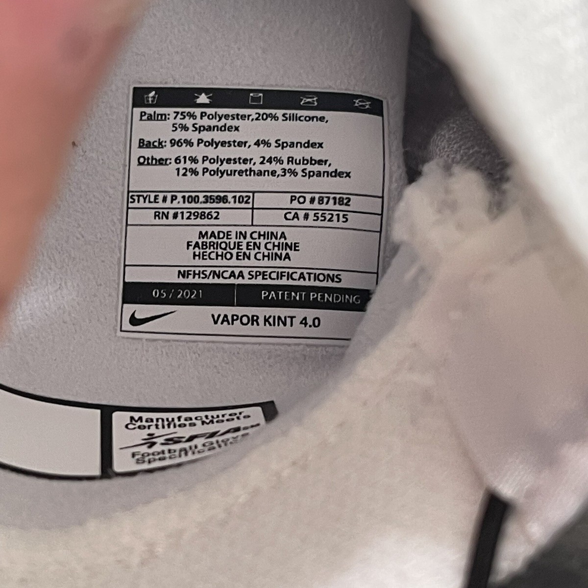 NIKE JORDAN VAPOR KNIT 4.0 FOOTBALL GLOVES WHITE GREY DM0050-102