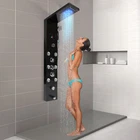 LED Stainless Steel Rain Shower Panel Tower Faucet Massage System Jets Fixture