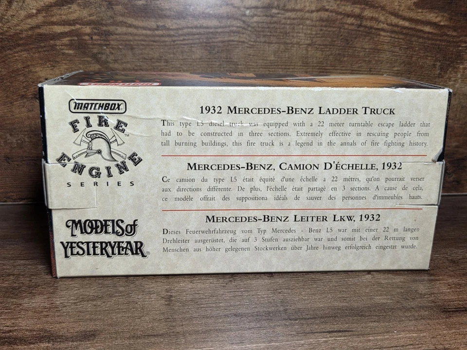 Matchbox Models Of Yesteryear Fire Engine YFE05 1932 Mercedes-Benz Ladder In box - Image 4 of 4