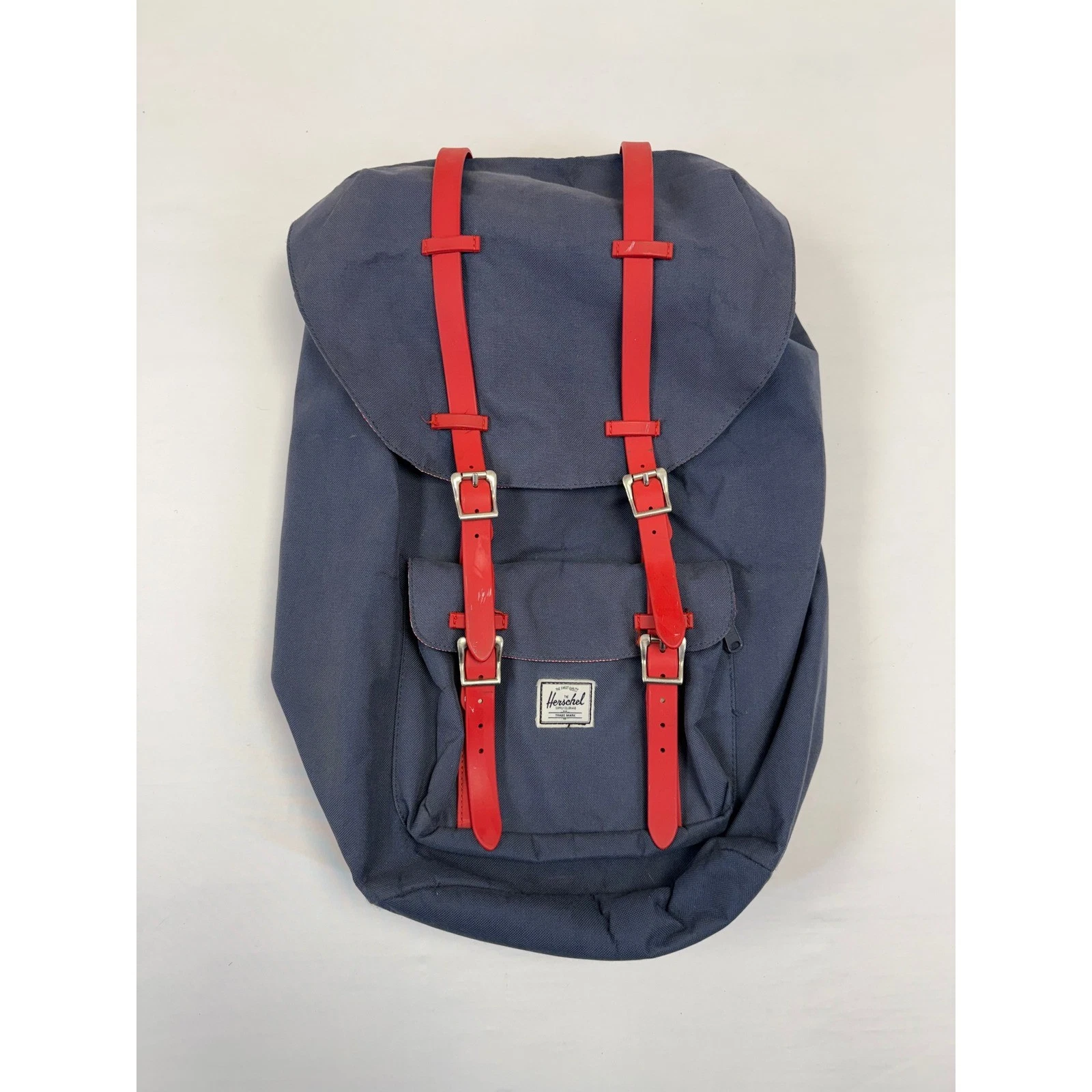 Herschel Supply Co Backpack Blue Red Straps Roll Top Casual Everyday Travel