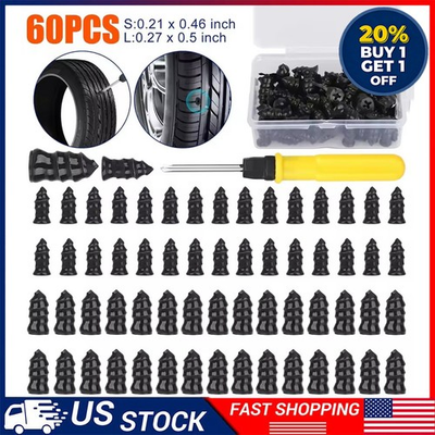 #ad 60PCS Car Vacuum Tire Repair Nail Rubber Screw Nails Screwdriver Tool Set w Box $11.99