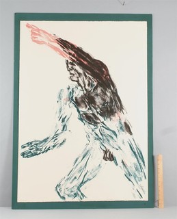 Lrg Signed 1965 Ltd Ed LEON GOLUB Expressionist Figurative Man Lithograph NIOBID