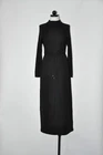90s Vintage Black Wool Minimalist Long Sleeve Column Maxi Sweater Dress Women M