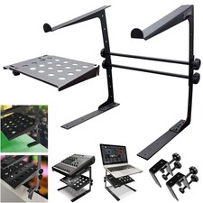 AxcessAbles Two-Tier Adjustable DJ Laptop Stand with Clamps, Black or White
