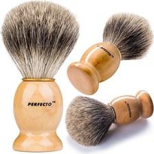 Beige 4 Inch Badger Hair Shaving Brush for Perfect Wet Shave and Exfoliation