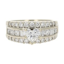 IGI 1.35ctw Heart Shaped Diamond Engagement Ring 14k White Gold Size 6.5