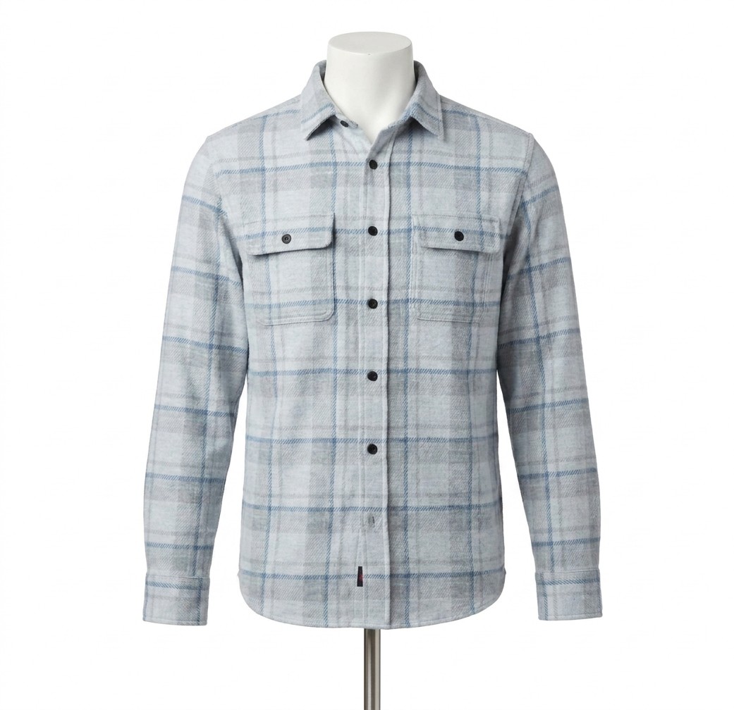 Faherty Double Pocket Legend Sweater Shirt Marine Sky Plaid