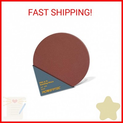 POWERTEC 3 PCS 60 Grit 12 Inch PSA Sanding Discs, Self Stick Adhesive Sandpaper,