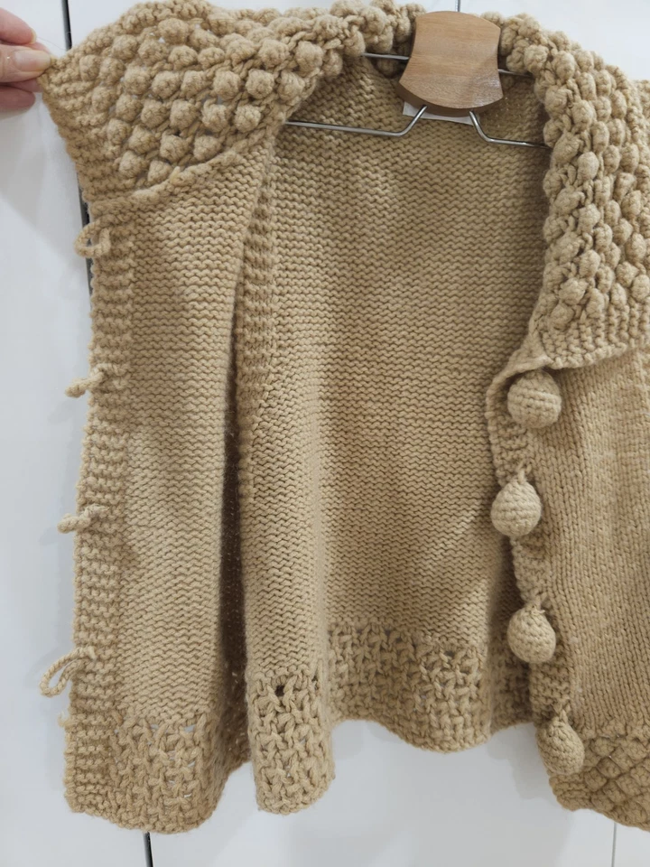 Camiseta sin mangas H2O vintage mezcla de lana bola de hilo gruesa tejida corta Foto 3 de 4