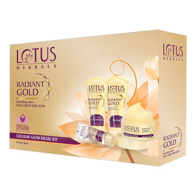 Lotus Herbals Radiant Gold Facial Kit For Instant Glow With 24K Pure Gold