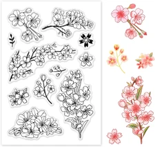 Cherry Blossoms Clear Stamps Silicone Stamp Cards Flowers Oriental Style Japanes