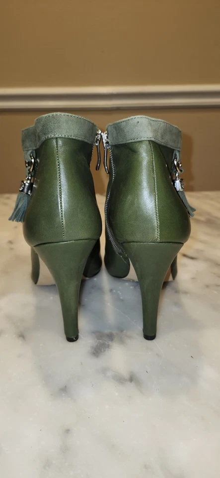 Botas Vince Camuto Peep Toe 9.5 de cuero verde y gamuza nuevas sin etiquetas Foto 4 de 4