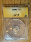 1914 D BARBER DIME  ANACS AU 58       ZB16