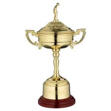R4US Trophy Award Gold Finish Ryder Cup auf rundem Sockel mit Sockel - 12 Zoll - 305 mm