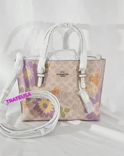 NWT Coach Mollie Tote Bag 25 Signature Canvas With Floral Print CBT23 Sand Multi