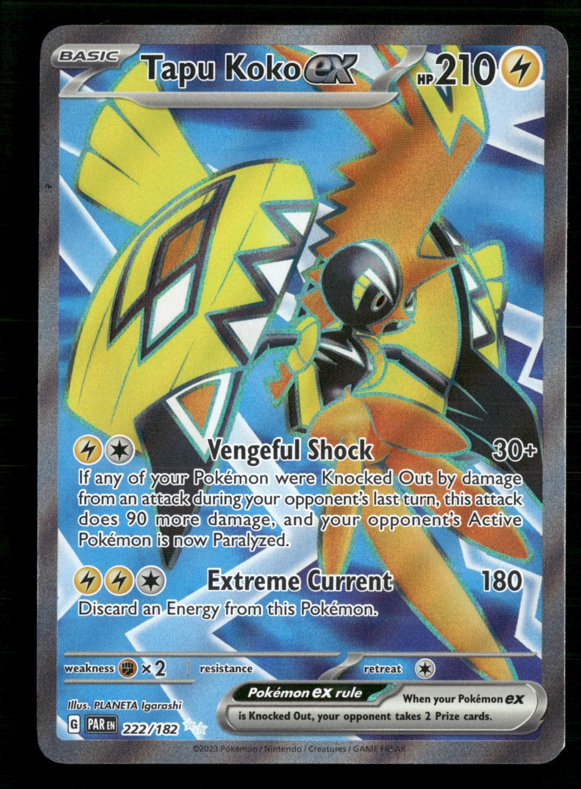 Tapu Koko ex - 222/182 - Ultra Rare - Paradox Rift - Pokemon Card - NM/M