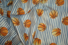1 of 8 yds Raspberry Creek print Fabric Basketball Stripe Cotton Twill 57"w BTY