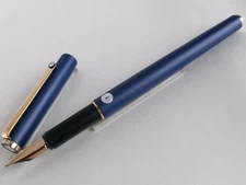 Montblanc Slim Line Fountain Pen Blue GT Steel F Nib