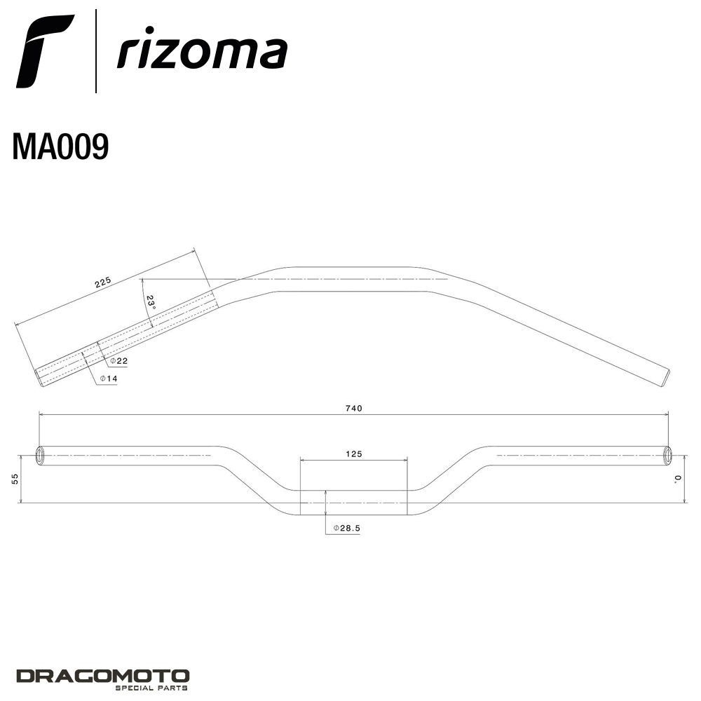 Guidon Rizoma MA009B Ducati Scrambler 800 Noir | Section Variable Rigide - 4