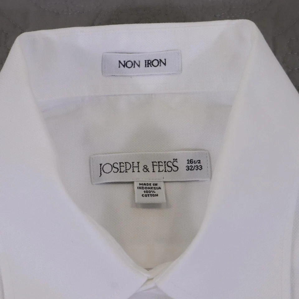 Joseph & Feiss Shirt Mens 16 1/2 32/33 White Non Iron Dress Long Sleeve Cotton - Image 3 of 4
