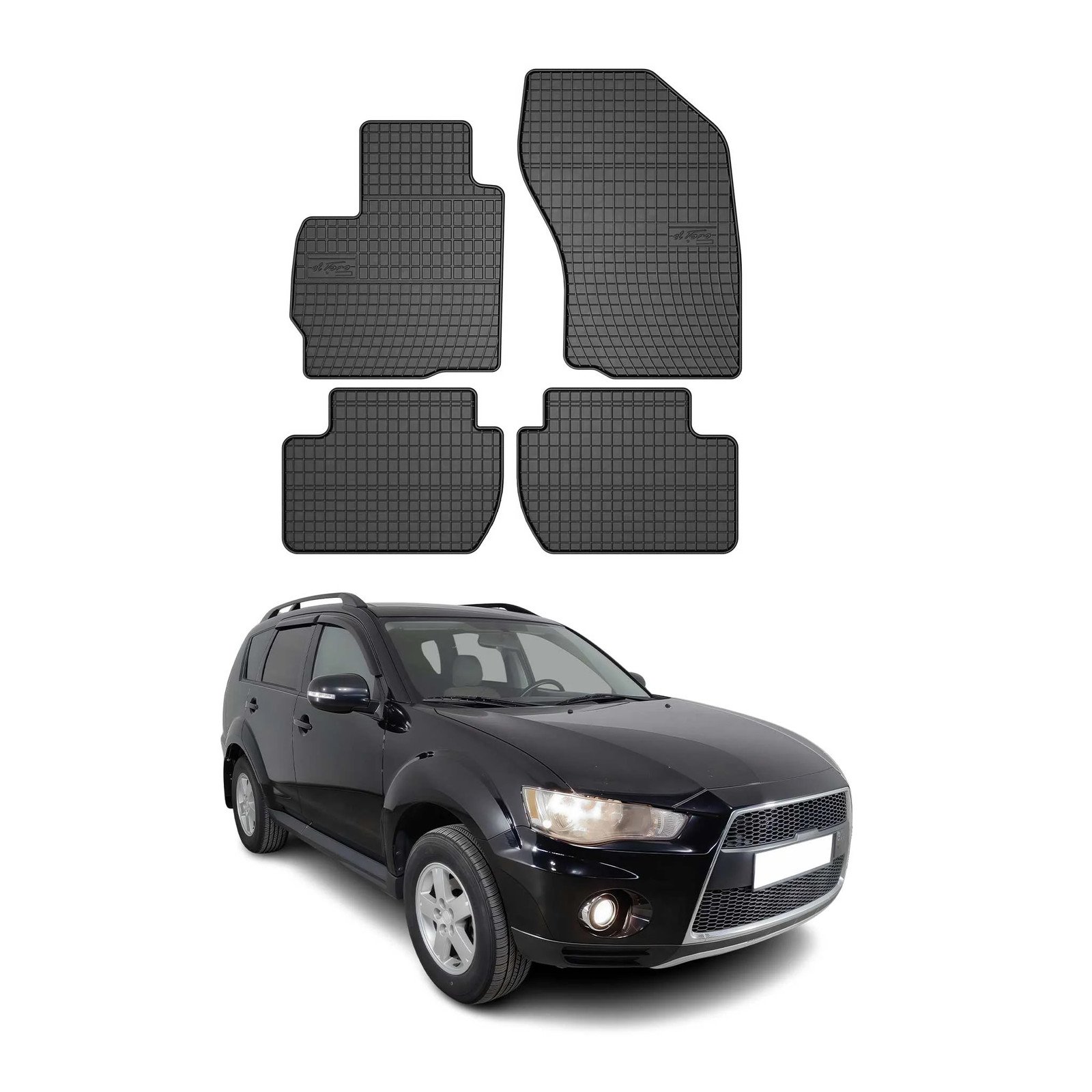 Tapis de sol Mitsubishi Outlander II OMAC caoutchouc pour sorties nature