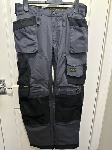 Pantalón de Trabajo Snickers 6251 Gris Negro Talla 46 Allroundwork Elástico W31 L32 Nuevo con Etiquetas