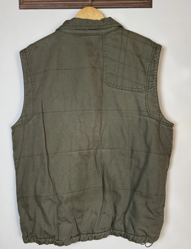 Field & Stream Green Canvas Utility Vest Tan Lining Men’s Size L Outdoor Hunting - Image 2 of 4