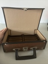 Vintage Cassette Tapes Storage 12 Slot Holder Container Carry Case Faux Leather