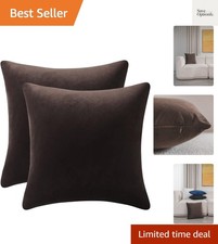 Throw Pillow Covers 18x18 Chocolate Brown: Pack of 2 Cozy Soft Velvet Square ...